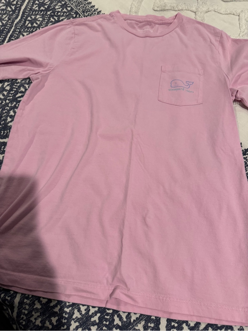 Vineyard Vines Light Pink Pocket Tee with Whale Logo